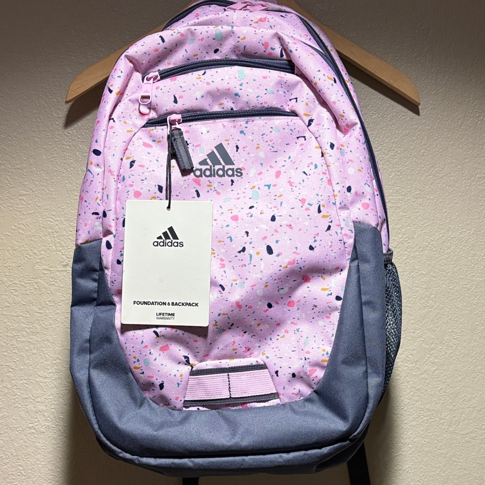 Adidas Pink and Gray Splatter Backpack